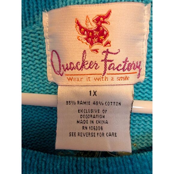 Quacker Factory Plus Size Knit Sweater Size 1X Nativity Scene Christmas Novelty - Picture 5 of 5